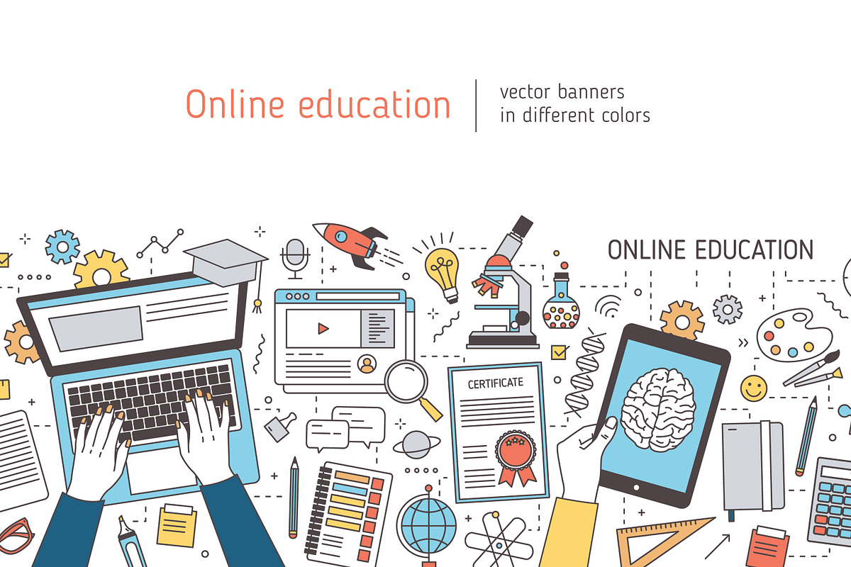 Online education banners in Illustrations - product preview 8