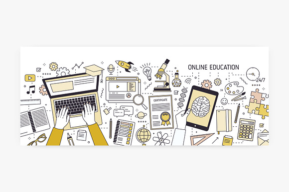 Online education banners in Illustrations - product preview 1