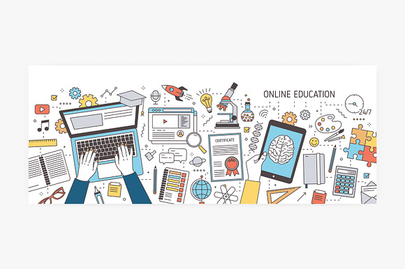 Online education banners in Illustrations - product preview 2