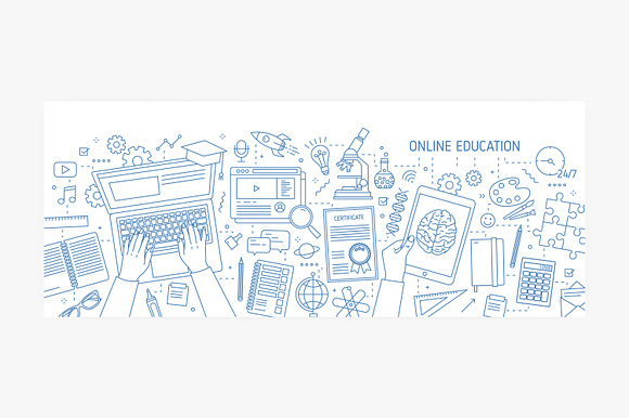 Online education banners in Illustrations - product preview 3