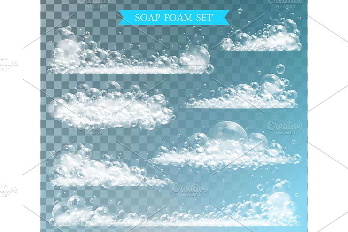 Soap foam with bubbles isolated in Illustrations - product preview 8