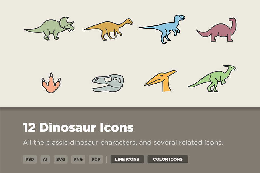 12 Dinosaur Icons