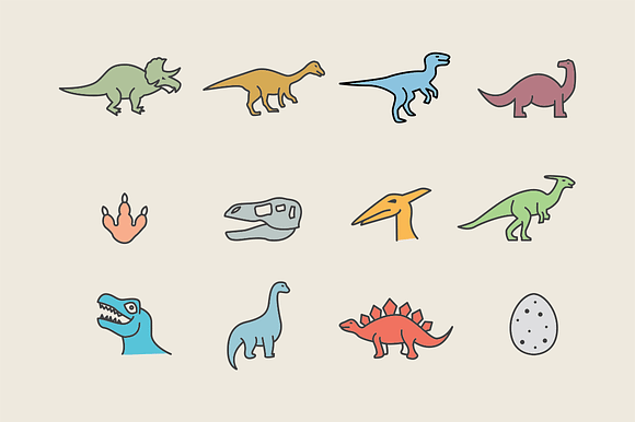 12 Dinosaur Icons in Icons - product preview 1
