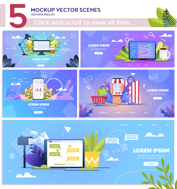 Mockup Vector Scenes in Landing Page Templates - product preview 1