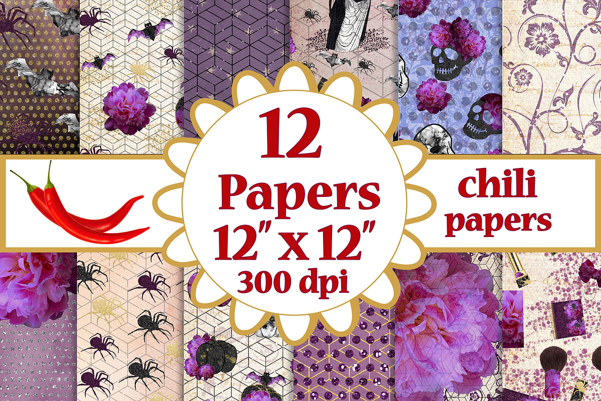 Halloween paper pack purple papers in Textures - product preview 8
