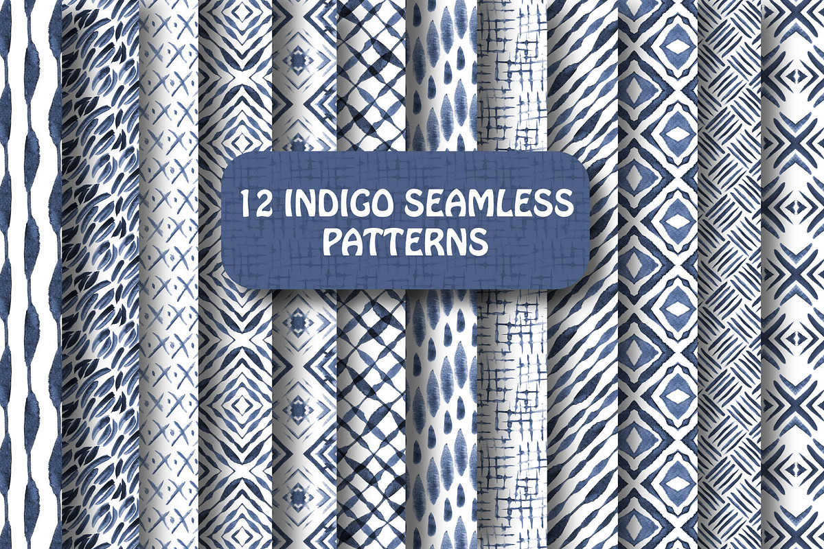 Indigo seamless patterns in Patterns - product preview 8