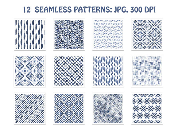 Indigo seamless patterns in Patterns - product preview 1