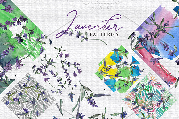 Watercolor  Lavender PNG collection in Illustrations - product preview 6