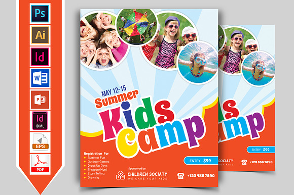 10 Kids Summer Camp Flyers 90% OFF in Flyer Templates - product preview 3
