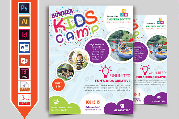10 Kids Summer Camp Flyers 90% OFF in Flyer Templates - product preview 5