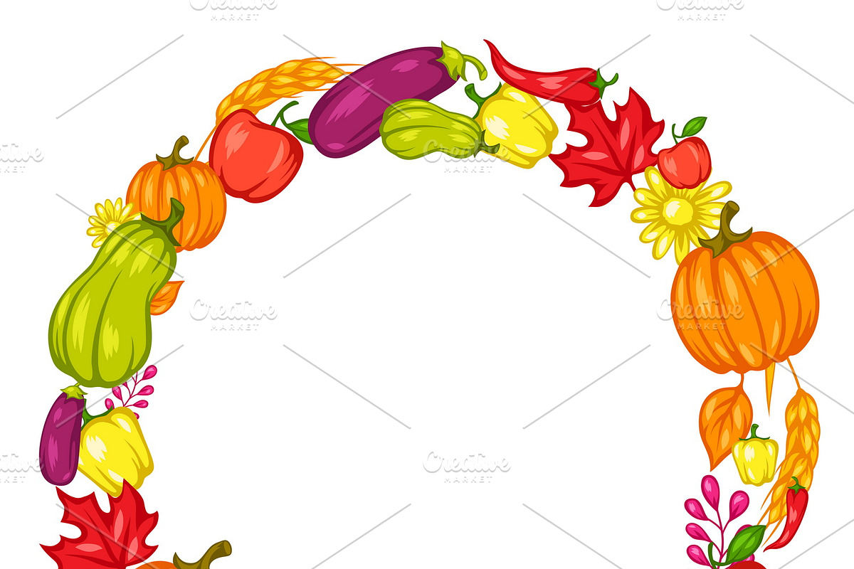 Harvest frame with vegetables. in Objects - product preview 8