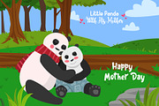 Panda With Mother - Illustration