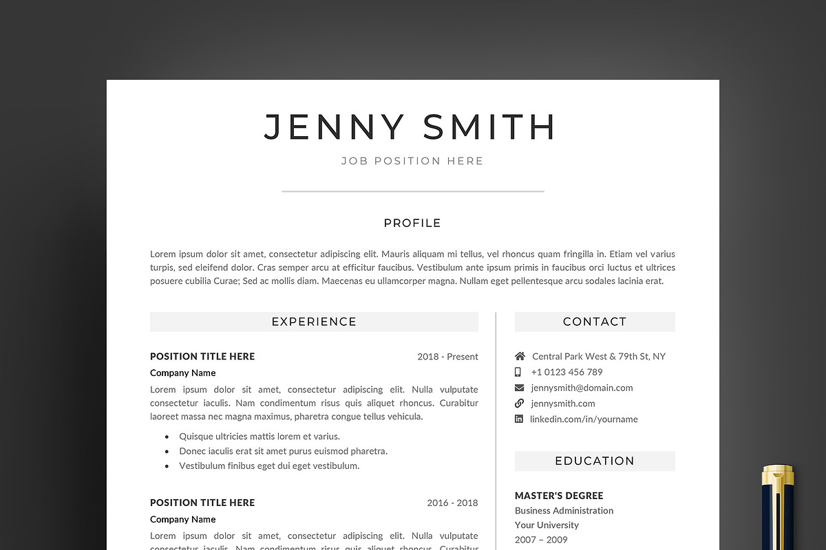 Resume Template Word Modern Clean CV in Resume Templates - product preview 8