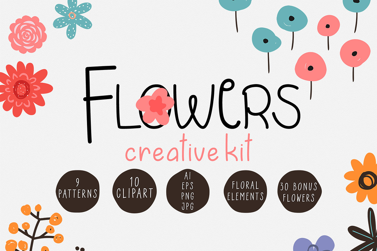 Flowers Creative Kit for Illustrator in Objects - product preview 8