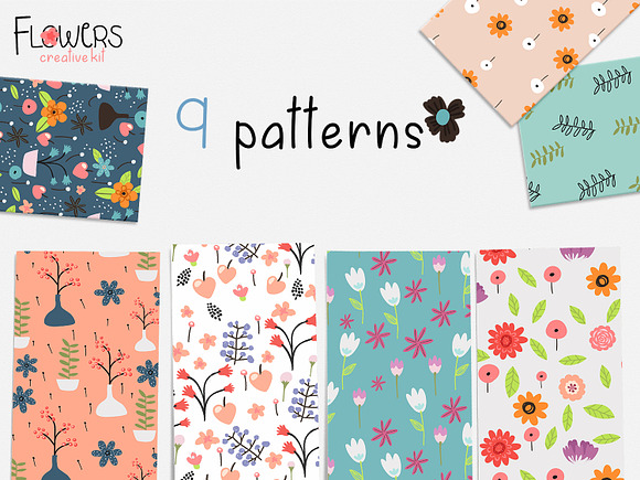 Flowers Creative Kit for Illustrator in Objects - product preview 3