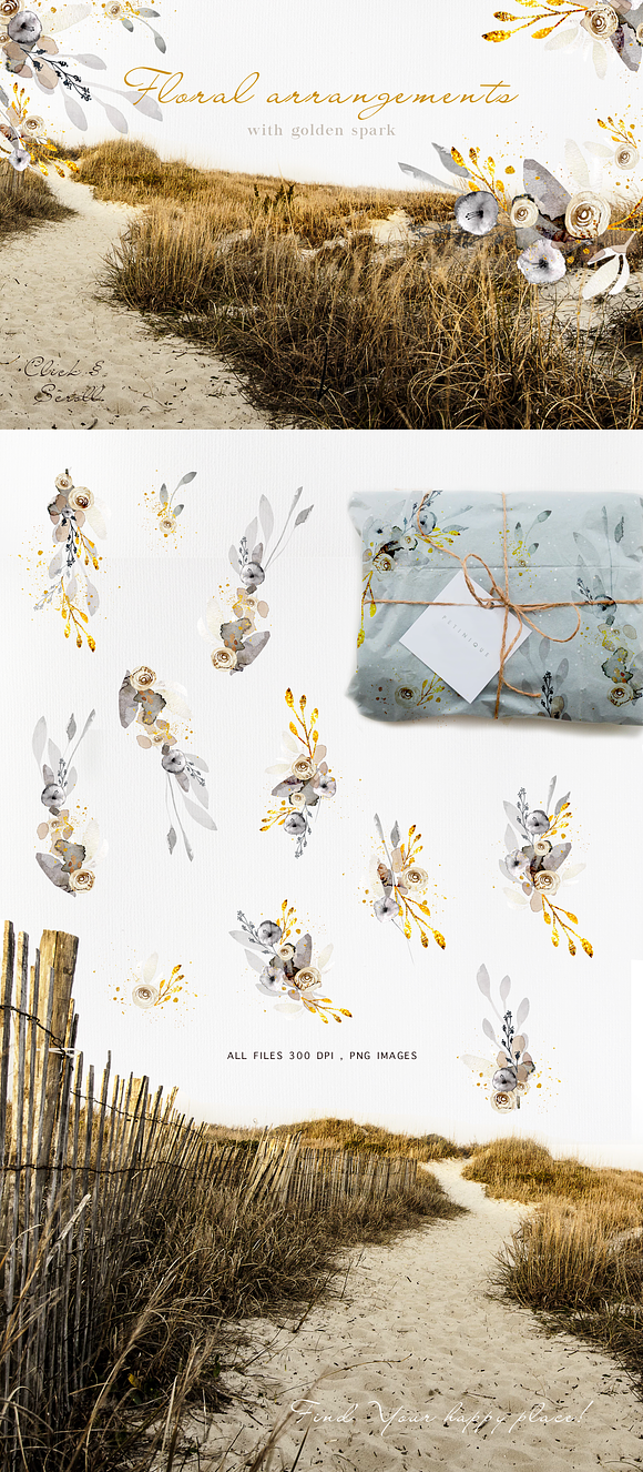 Golden Summer vibes watercolor set in Illustrations - product preview 1