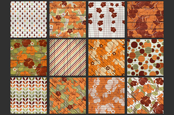 Retro floral wood backgrounds in Patterns - product preview 1
