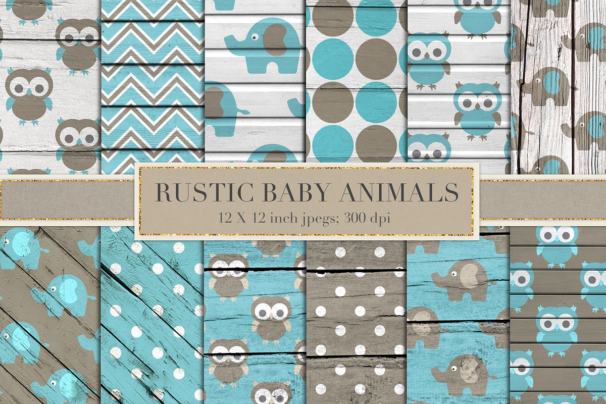 Rustic baby animal backgrounds in Patterns - product preview 8