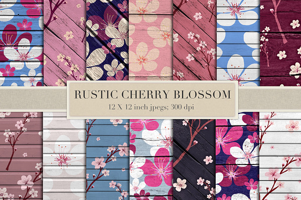 Rustic cherry blossom wood