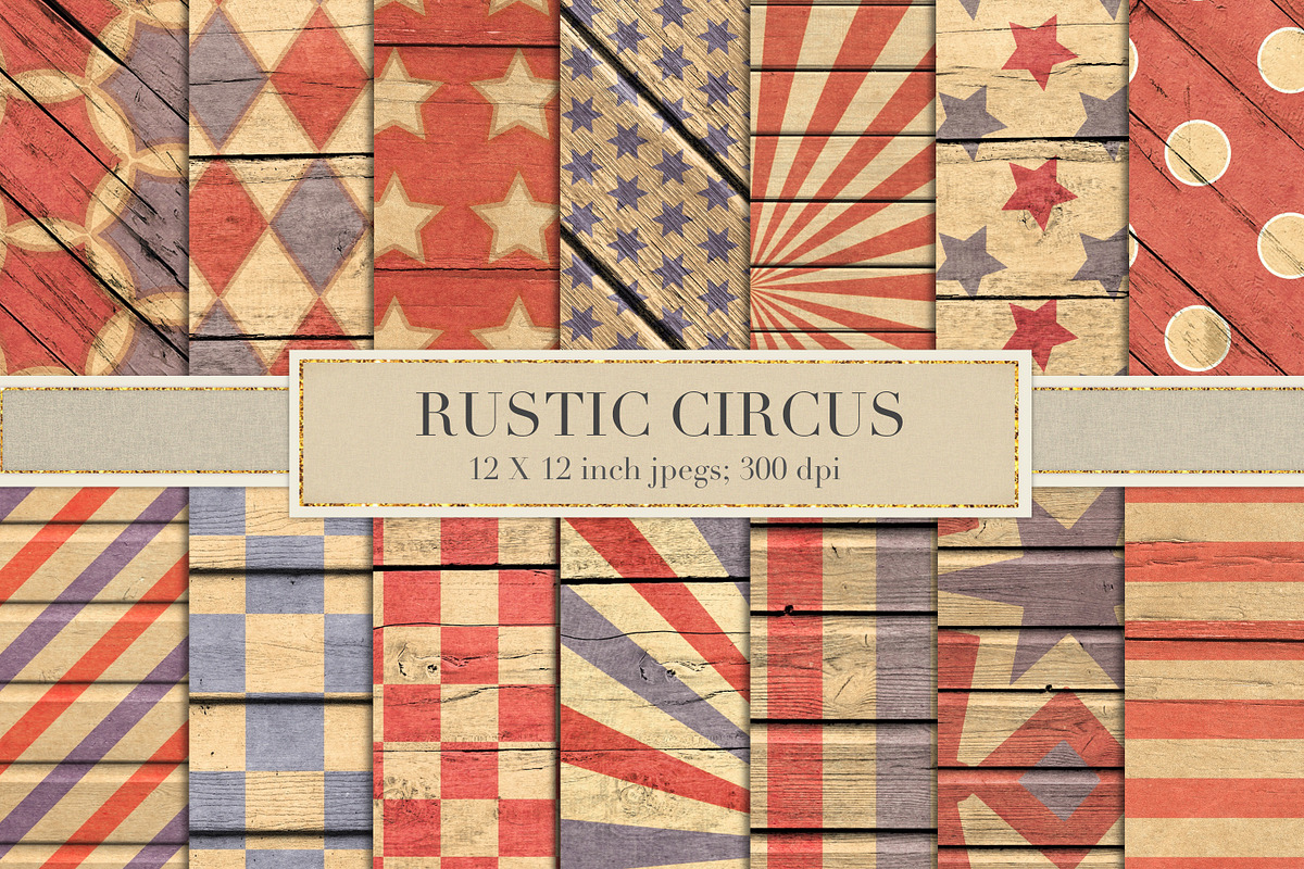 Vintage circus wood backgrounds in Patterns - product preview 8