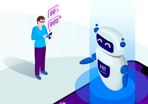 Chatbot isometric illustration in Illustrations - product preview 1