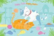 Happy Pets - Vector Illustration