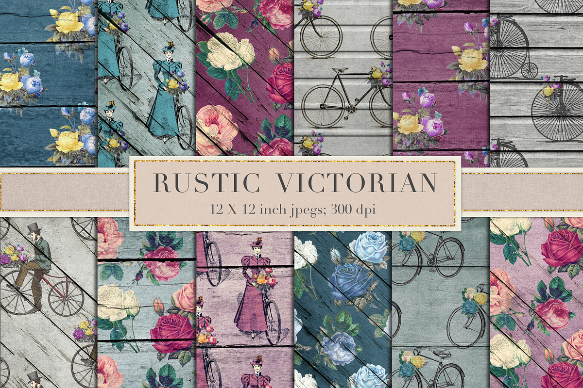 Rustic Victorian wood backgrounds in Patterns - product preview 8