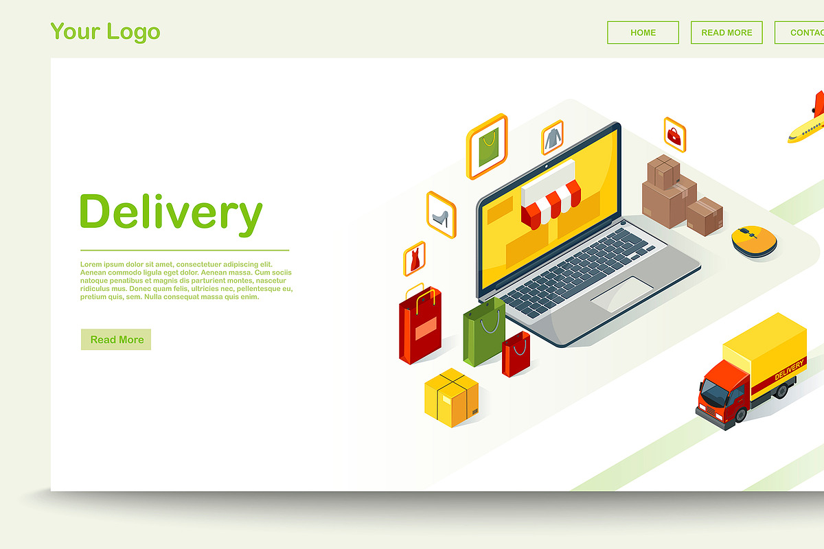 Delivery web page vector template in Landing Page Templates - product preview 8