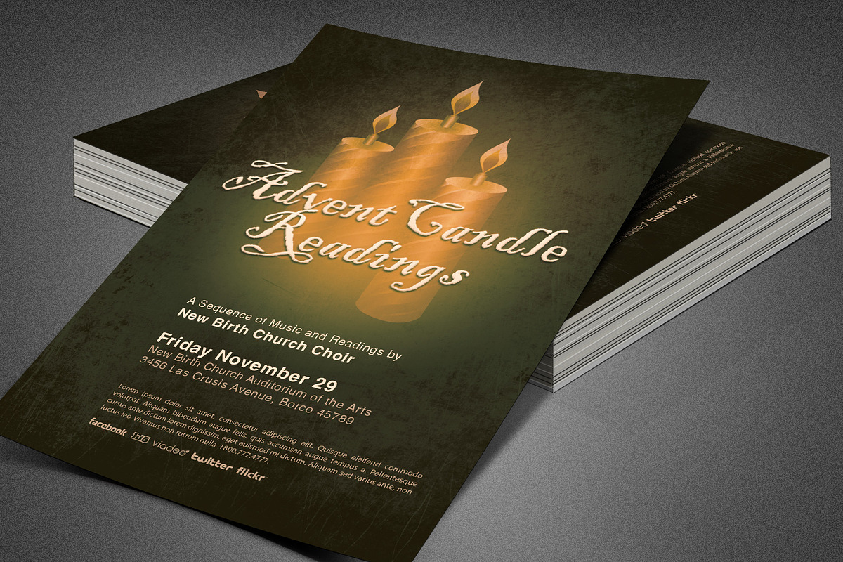 Advent Candle Readings Church Flyer in Flyer Templates - product preview 8
