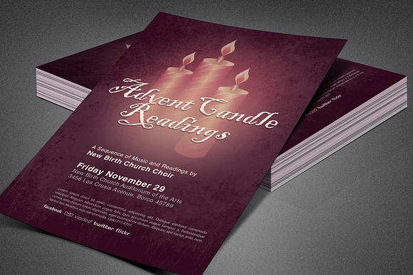 Advent Candle Readings Church Flyer in Flyer Templates - product preview 1