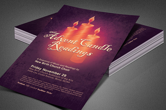 Advent Candle Readings Church Flyer in Flyer Templates - product preview 4