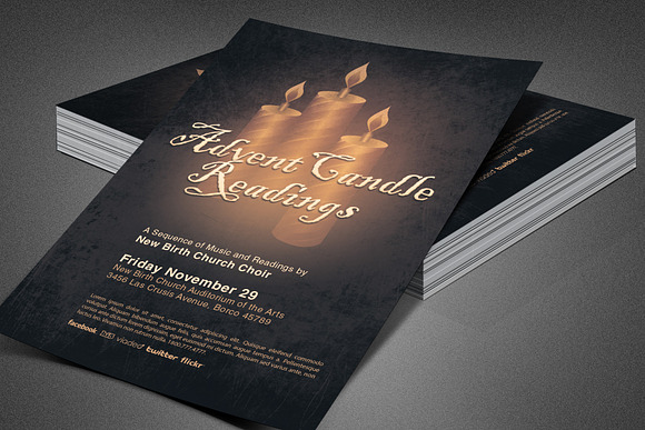 Advent Candle Readings Church Flyer in Flyer Templates - product preview 5