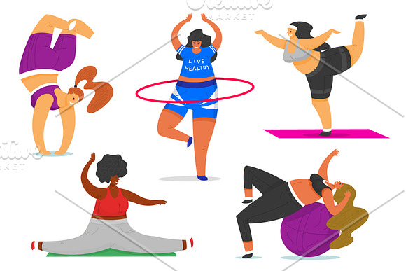 Fitness girls. Cute sport female. in Illustrations - product preview 5