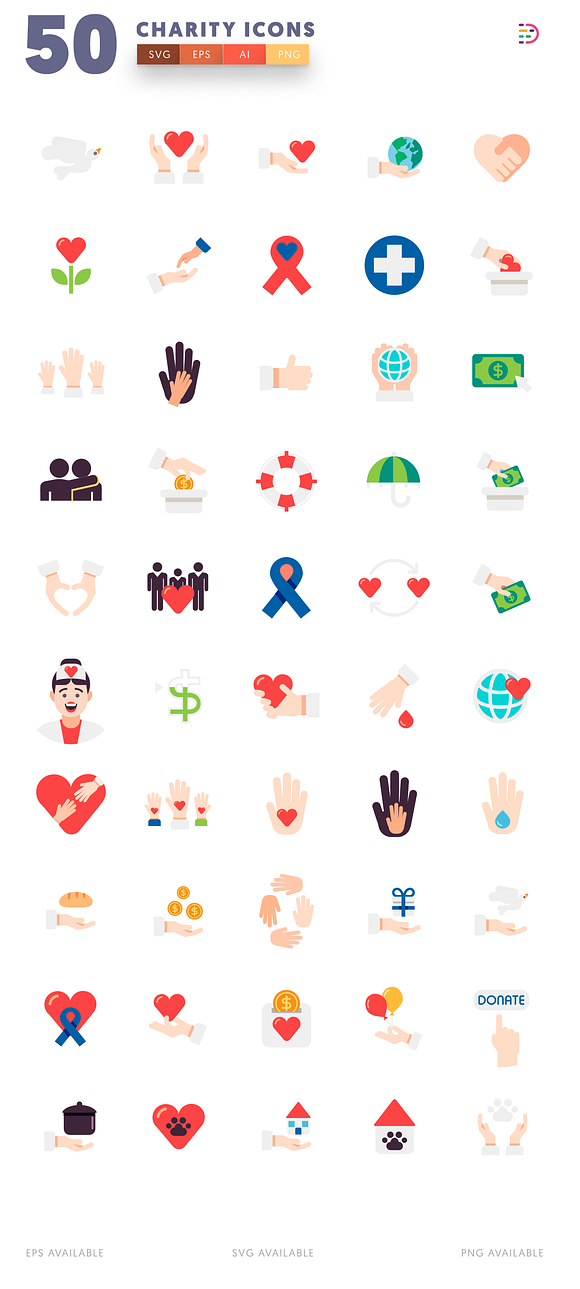 50 Charity Icons in Love Icons - product preview 2