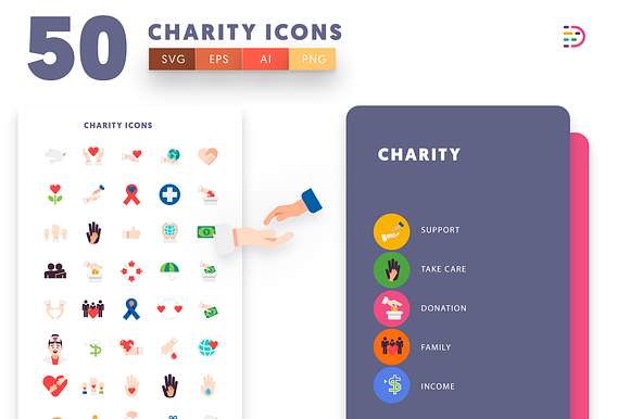 50 Charity Icons in Love Icons - product preview 6