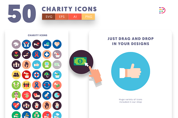 50 Charity Icons in Love Icons - product preview 8