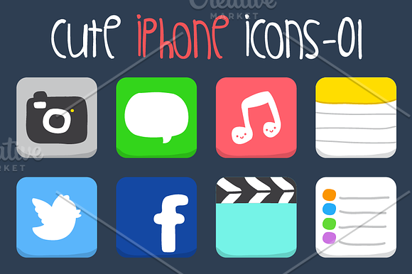 Cute iPhone Icons in Kawaii Emoticons - product preview 1
