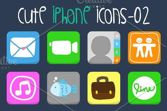 Cute iPhone Icons in Kawaii Emoticons - product preview 2