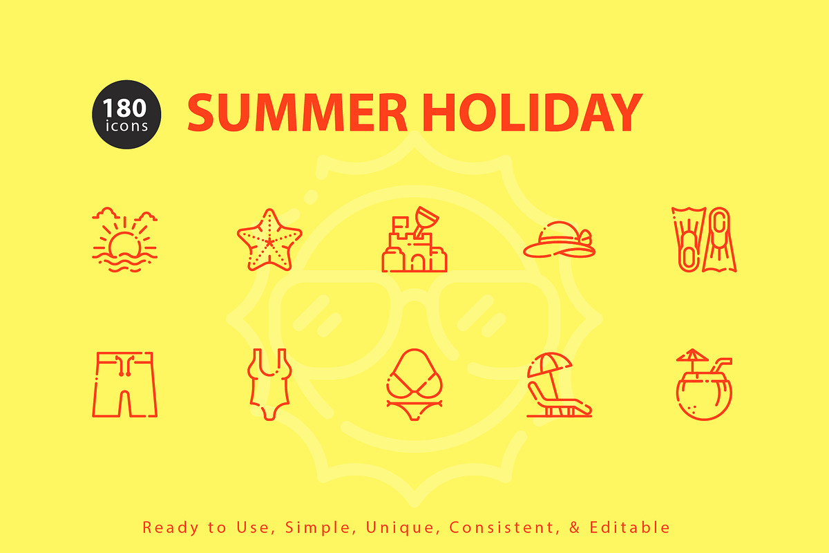 Summer Holiday Icons in Beach Icons - product preview 8