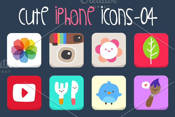 Cute iPhone Icons in Kawaii Emoticons - product preview 4