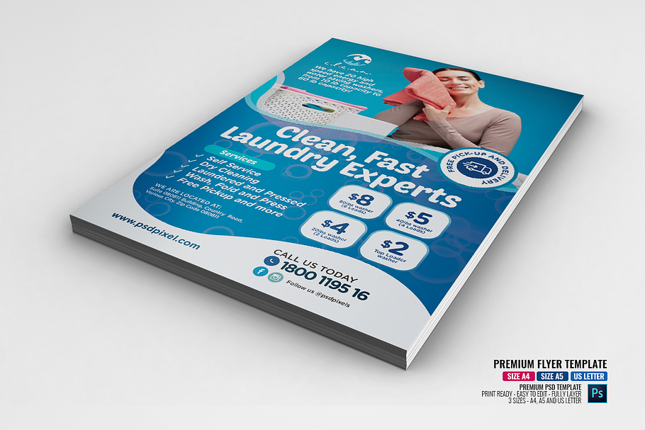 Laundry Expert Services Flyer in Flyer Templates - product preview 8