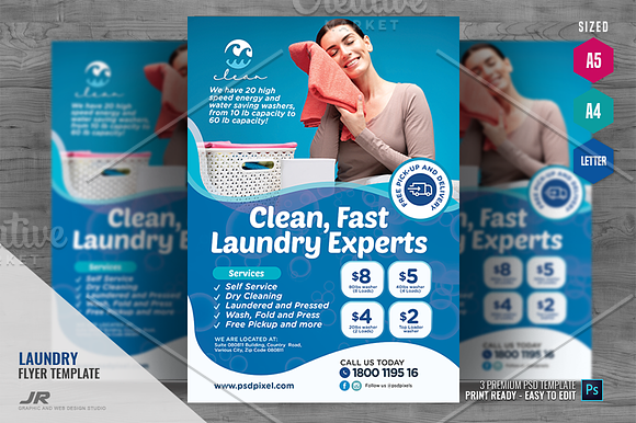 Laundry Expert Services Flyer in Flyer Templates - product preview 3