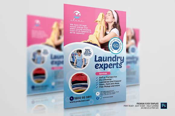 Laundry Care Expert Flyer in Flyer Templates - product preview 2