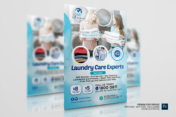 Laundry Commercial Washing Flyer in Flyer Templates - product preview 3