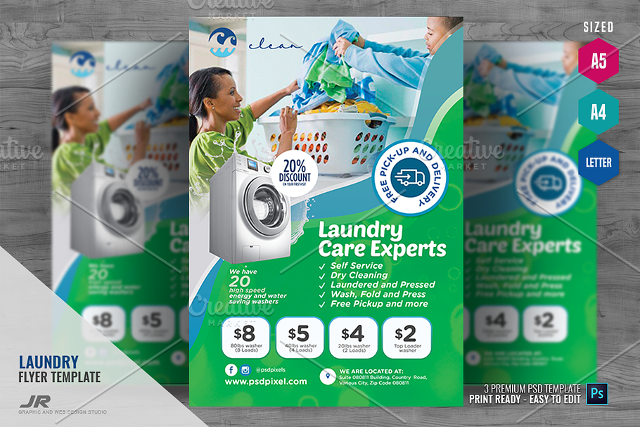 Laundry Cleaning Shop Flyer in Flyer Templates - product preview 8
