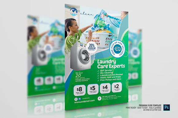 Laundry Cleaning Shop Flyer in Flyer Templates - product preview 2
