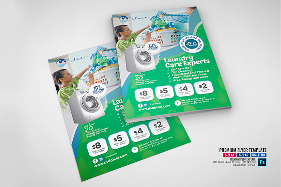 Laundry Cleaning Shop Flyer in Flyer Templates - product preview 4