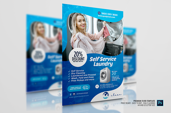 Laundry Services Flyer in Flyer Templates - product preview 3