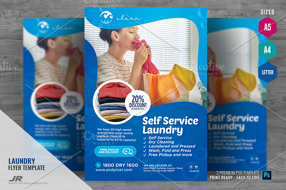 Laundry Shop Promotional Flyer in Flyer Templates - product preview 8