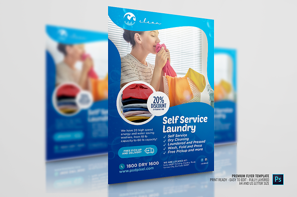 Laundry Shop Promotional Flyer in Flyer Templates - product preview 2